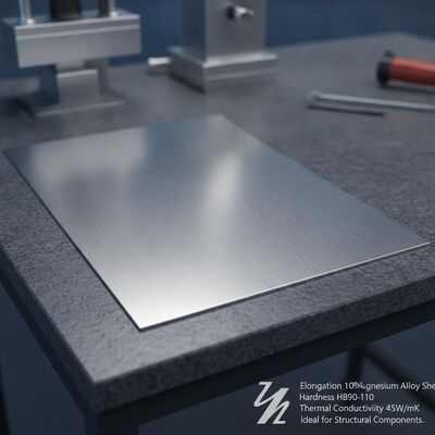 Elongamento 10 per cento Magnesio Legato Foglio Offerta Durezza HB90-110 Conduttività termica 45W per metro Kelvin Ideale per componenti strutturali